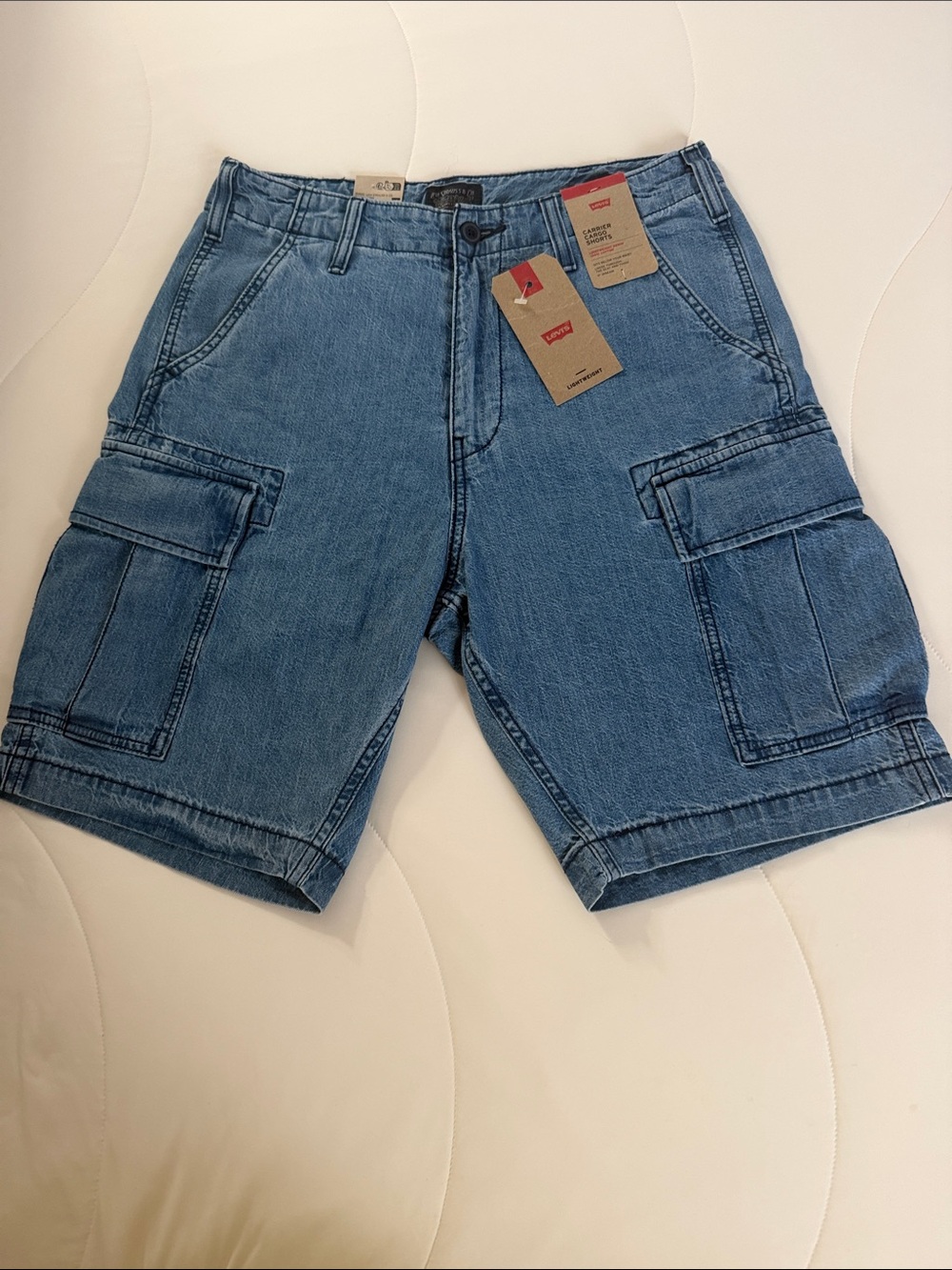 Levi's Men's Light Blue Denim Cargo Shorts